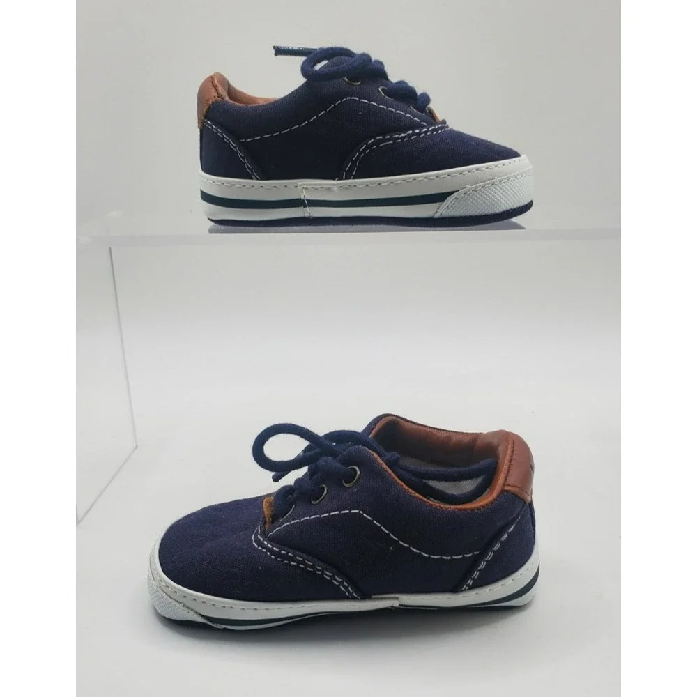 Ralph Lauren Baby Shoes Size 2 Navy Canvas‎ Vaughn 25804 New